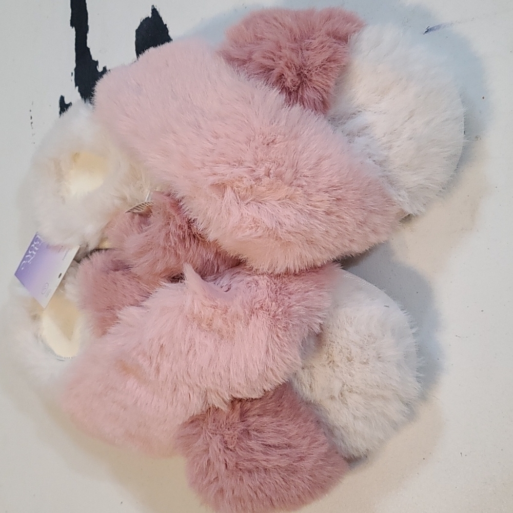 NWT Stars Above Women's Faux Fur Slippers Pink White Sz 5/6, 7/8, 9/10, … - Picture 5 of 8